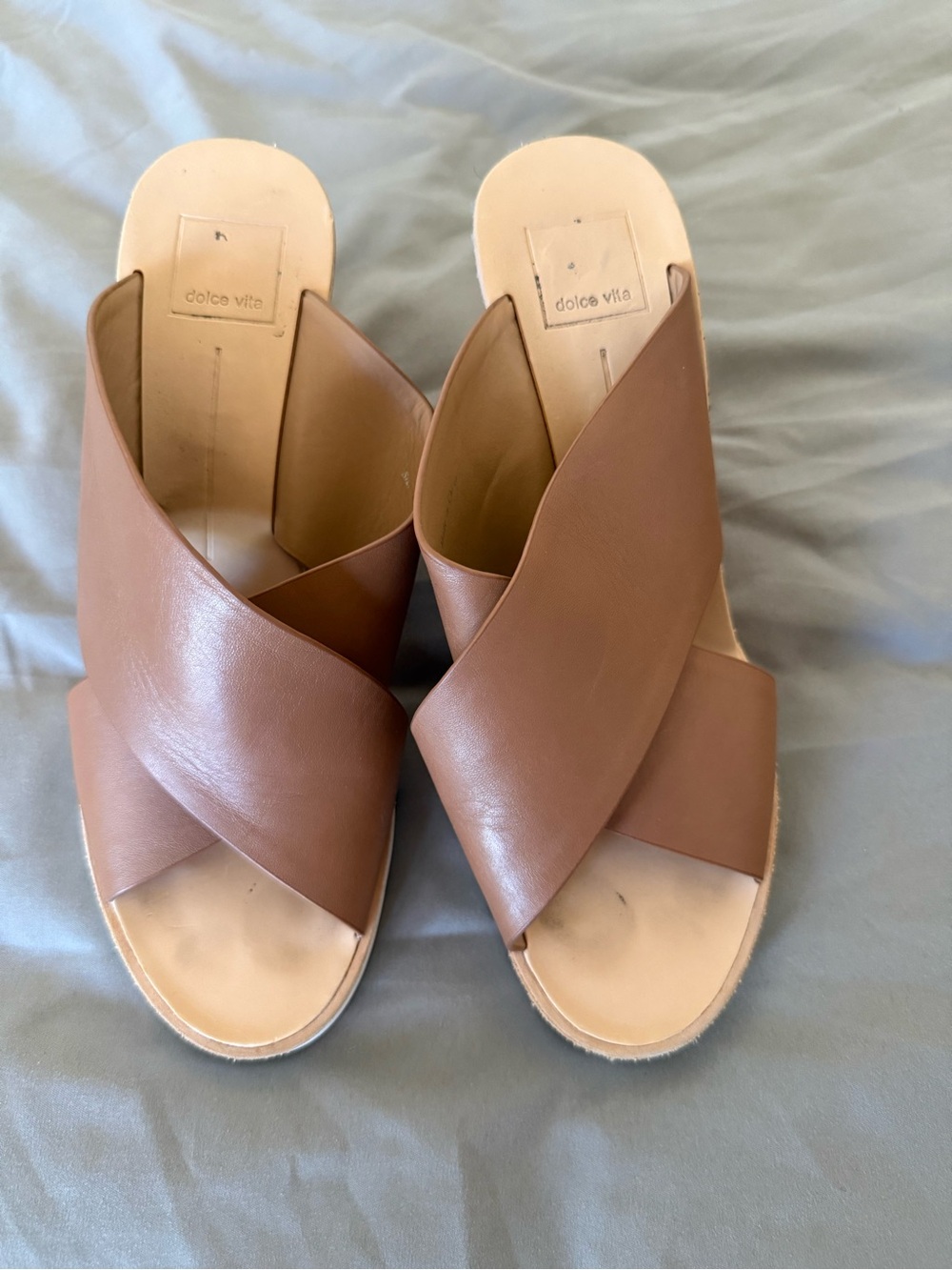 Dolce Vita Brown Leather Crisscross Mule Slides